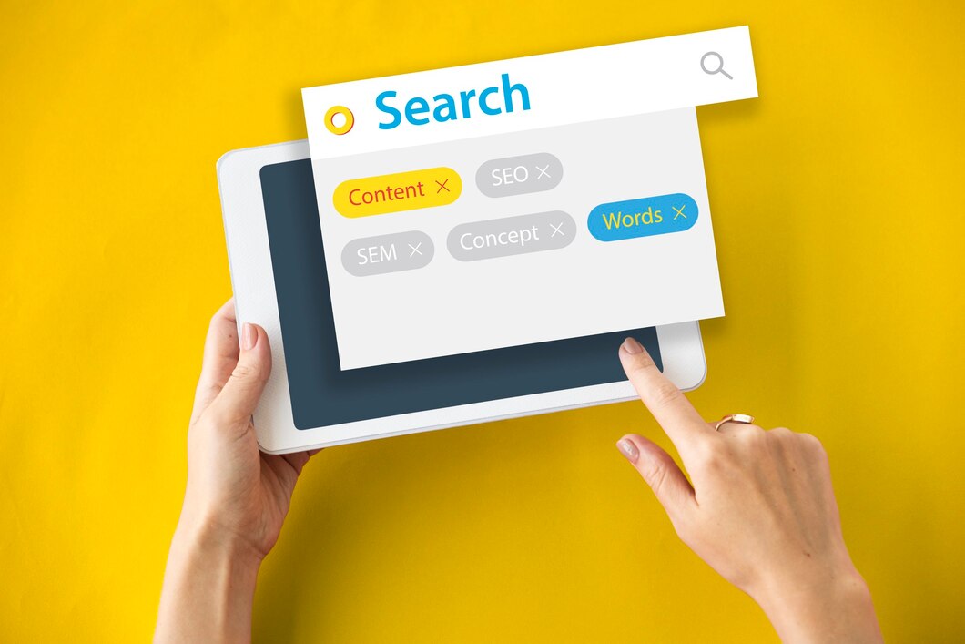 SEM and SEO advertising keyword concept.