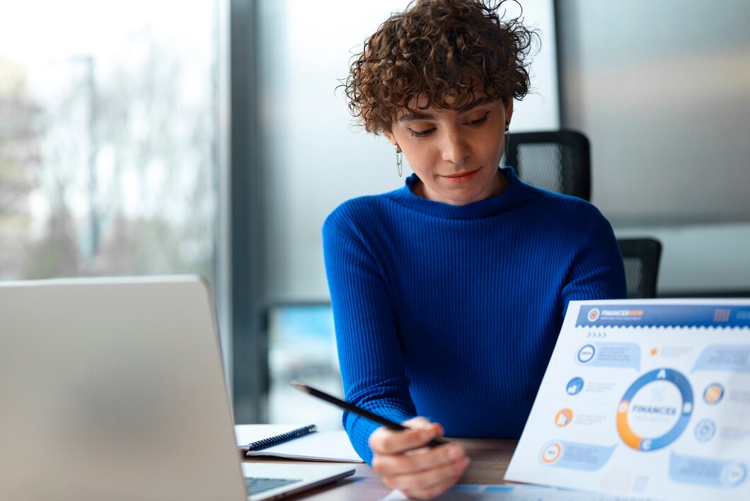 SEO expert analyzing finance metrics and performance graphs.